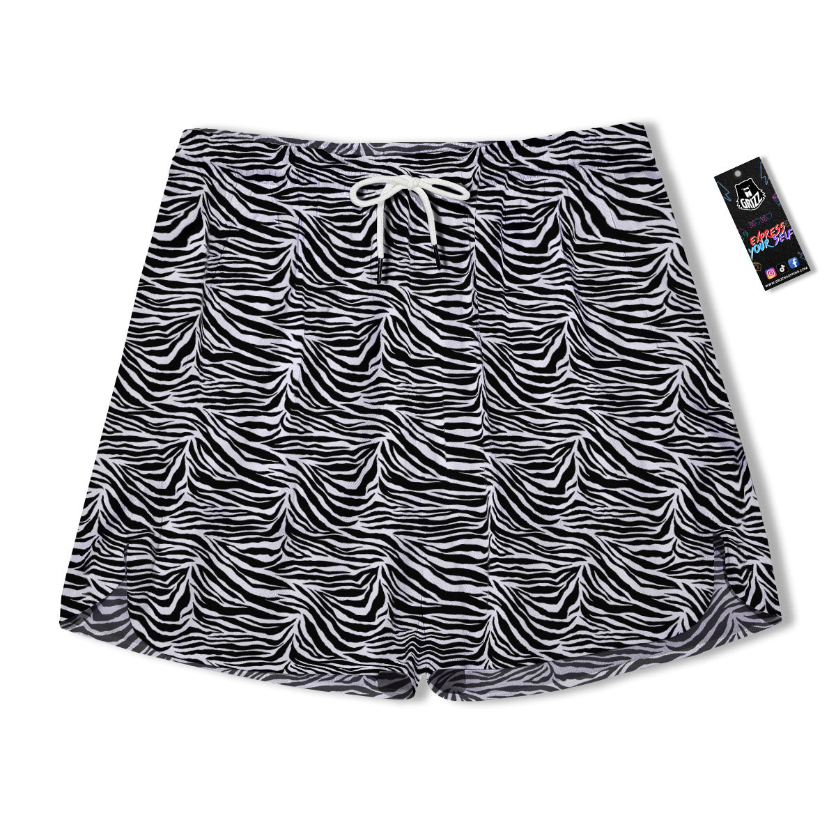 Zebra Black White Print Pattern Men's Running Shorts-grizzshop