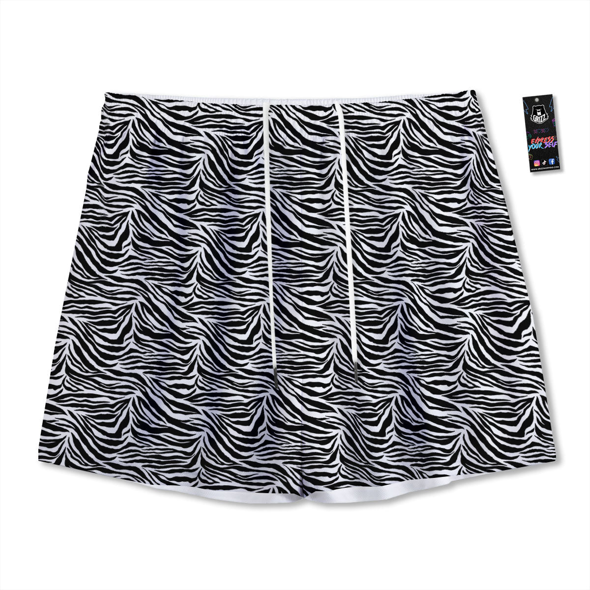 Zebra Black White Print Pattern Mesh Shorts-grizzshop