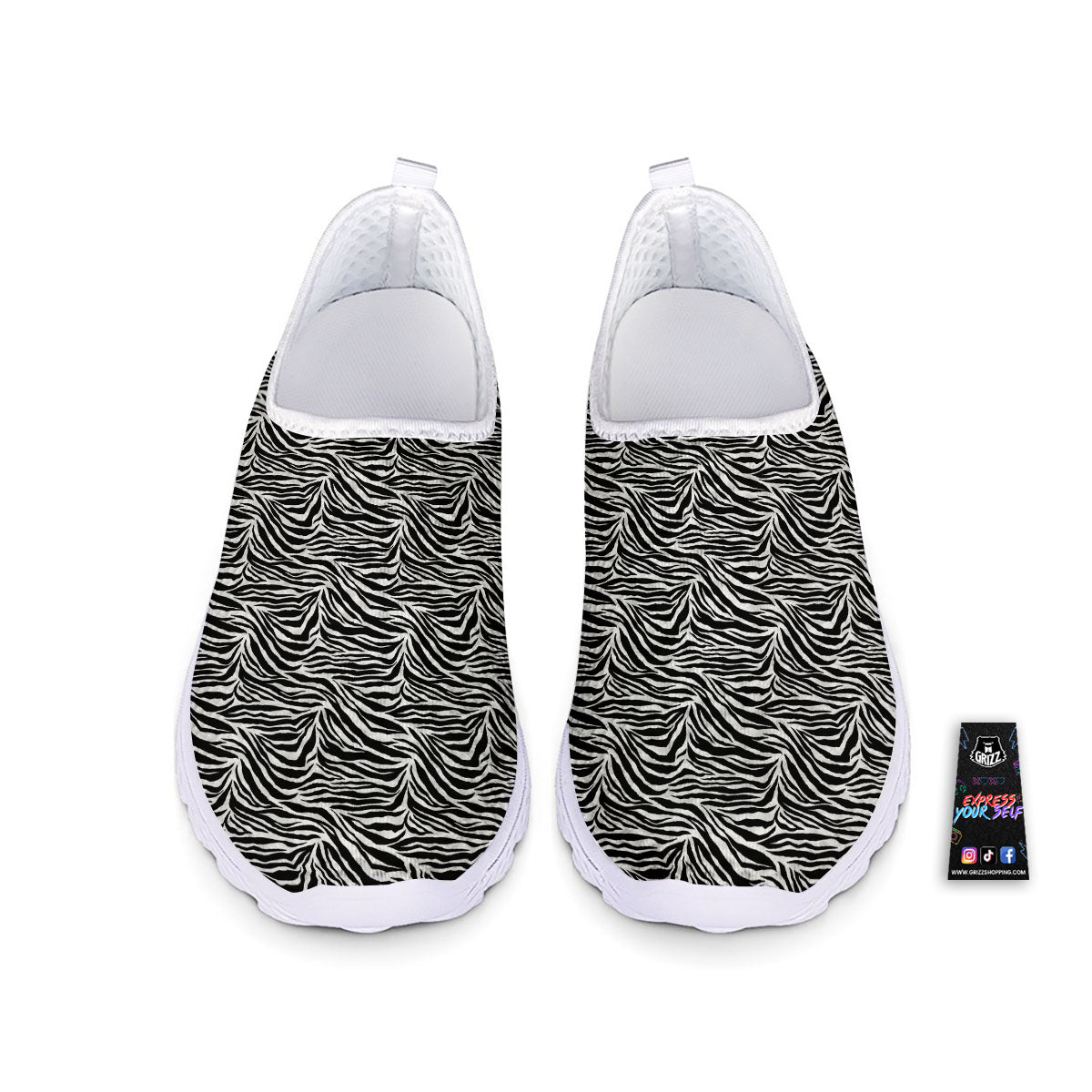 Zebra Black White Print Pattern Nurse Shoes-grizzshop
