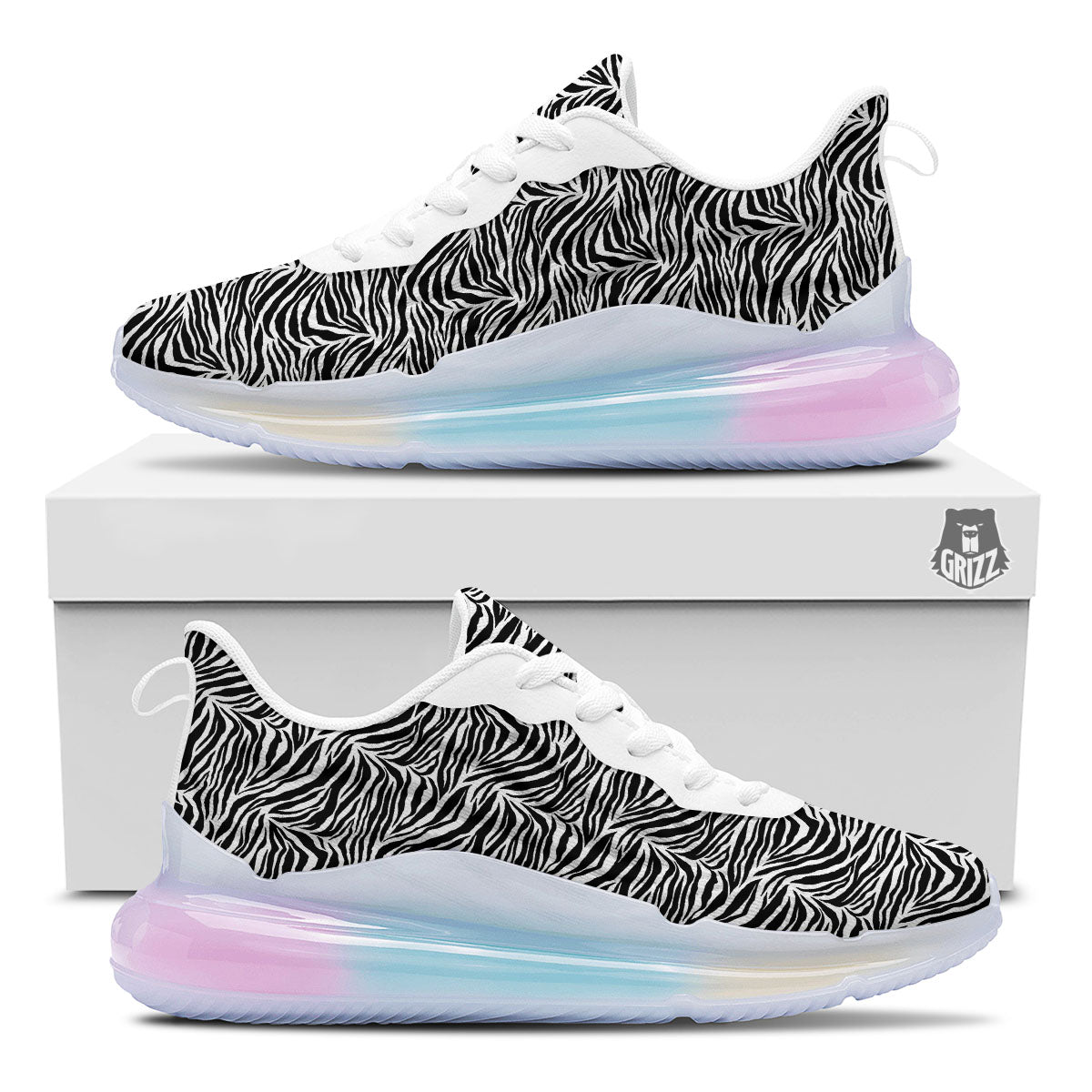 Zebra Black White Print Pattern Running Sneakers-grizzshop