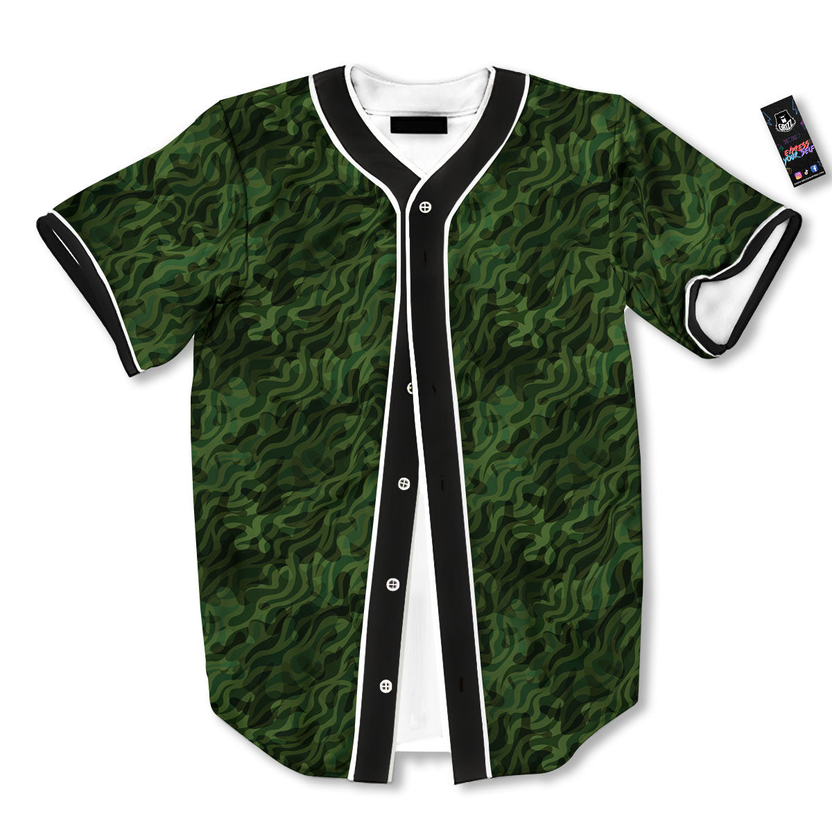 Zebra Camo Green Print Pattern Baseball Jersey-grizzshop