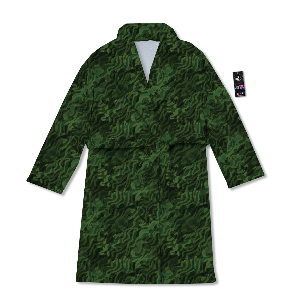 Zebra Camo Green Print Pattern Bathrobe-grizzshop