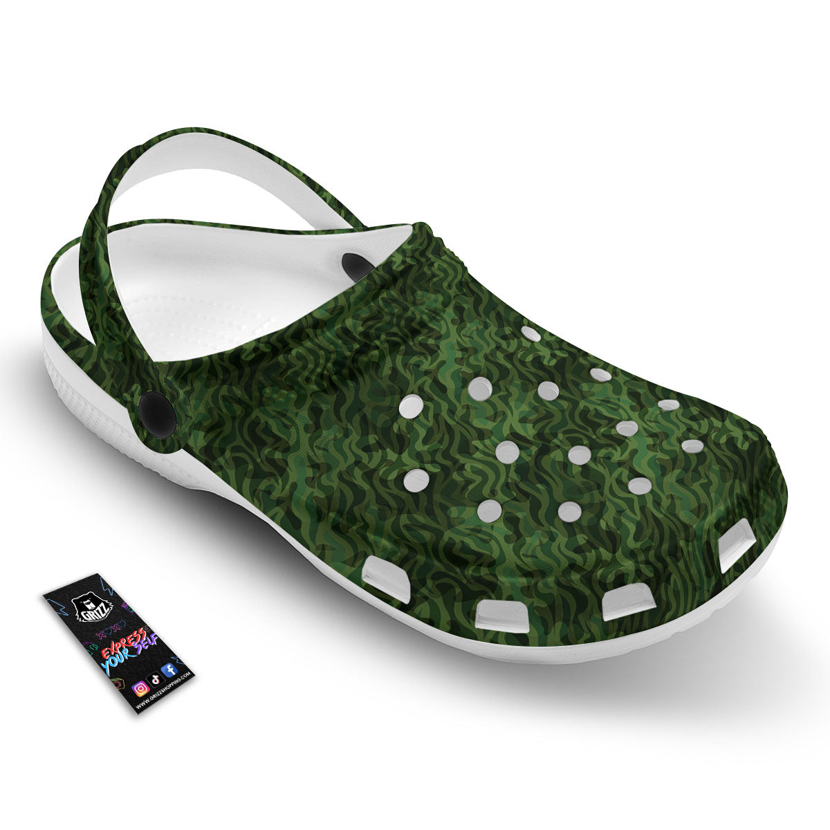 Zebra Camo Green Print Pattern Clog-grizzshop