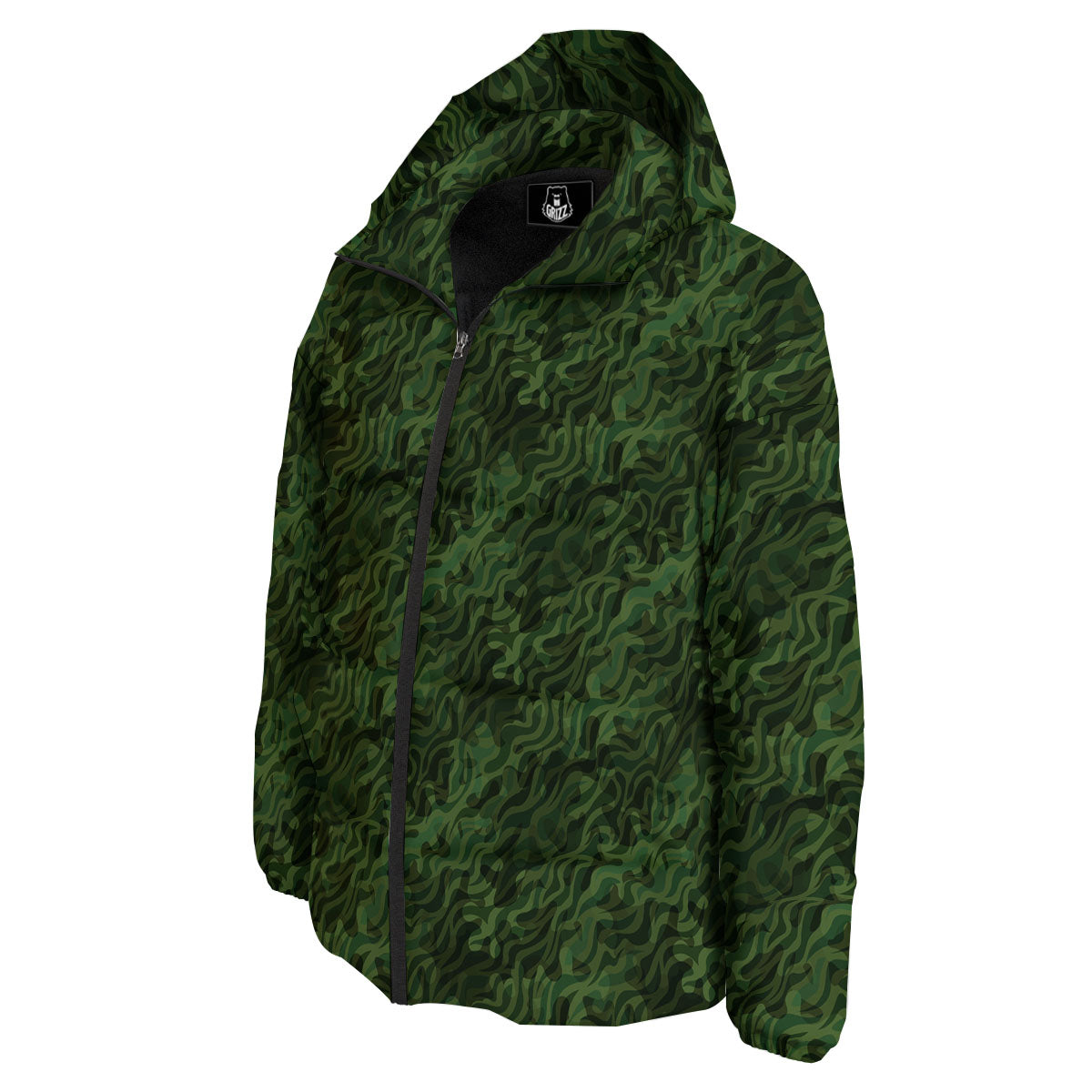 Zebra Camo Green Print Pattern Down Jacket-grizzshop