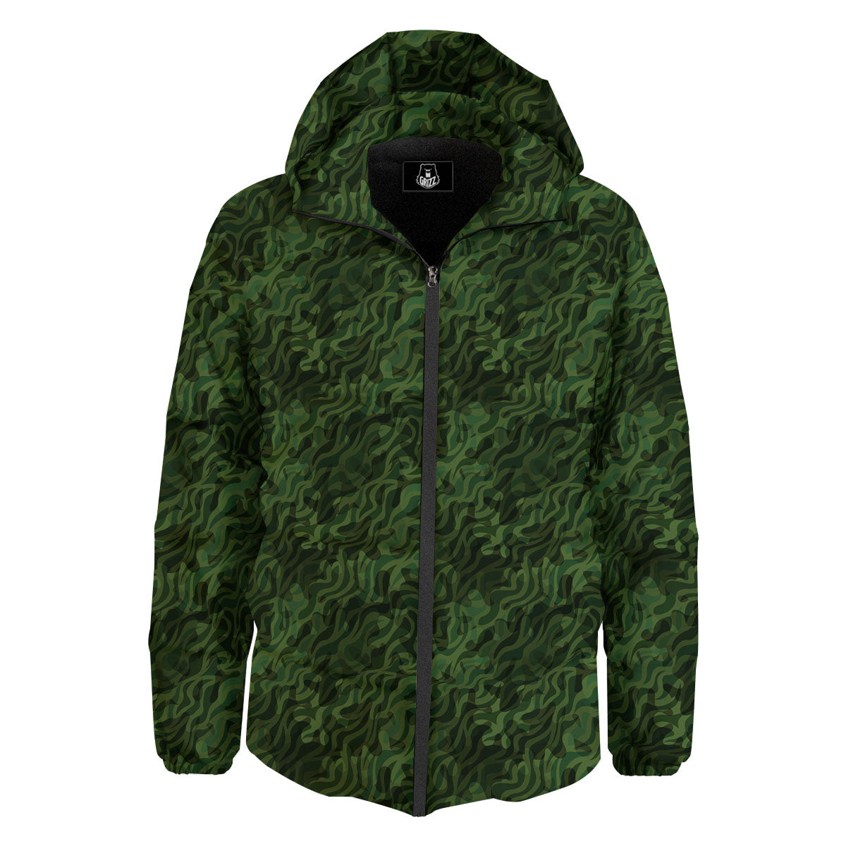 Zebra Camo Green Print Pattern Down Jacket-grizzshop