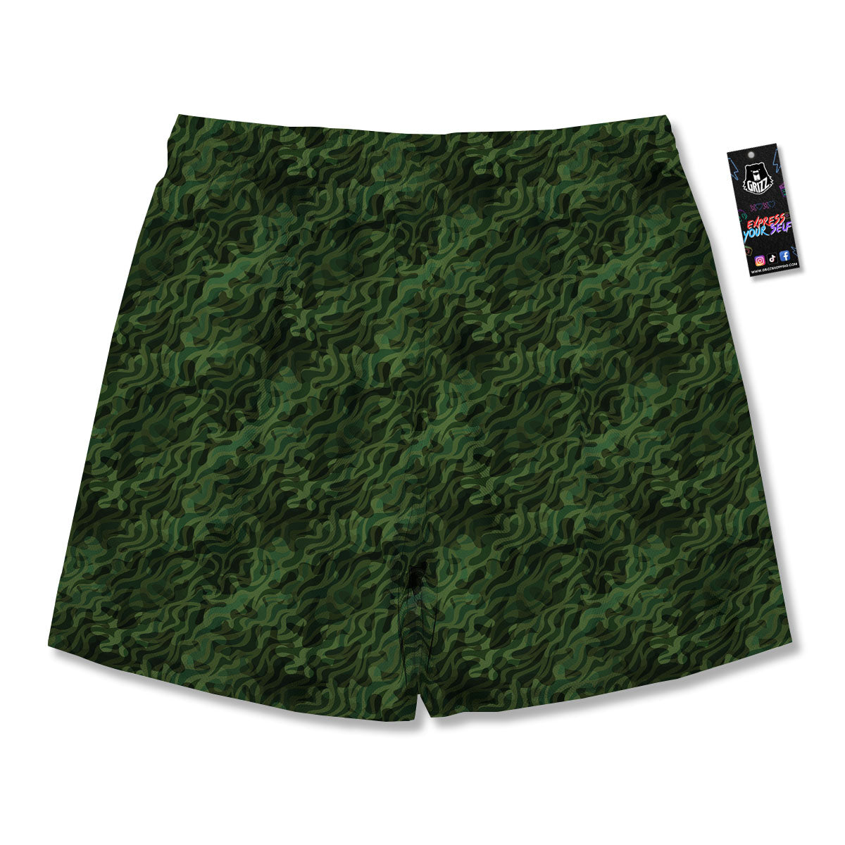 Zebra Camo Green Print Pattern Men's Running Shorts-grizzshop
