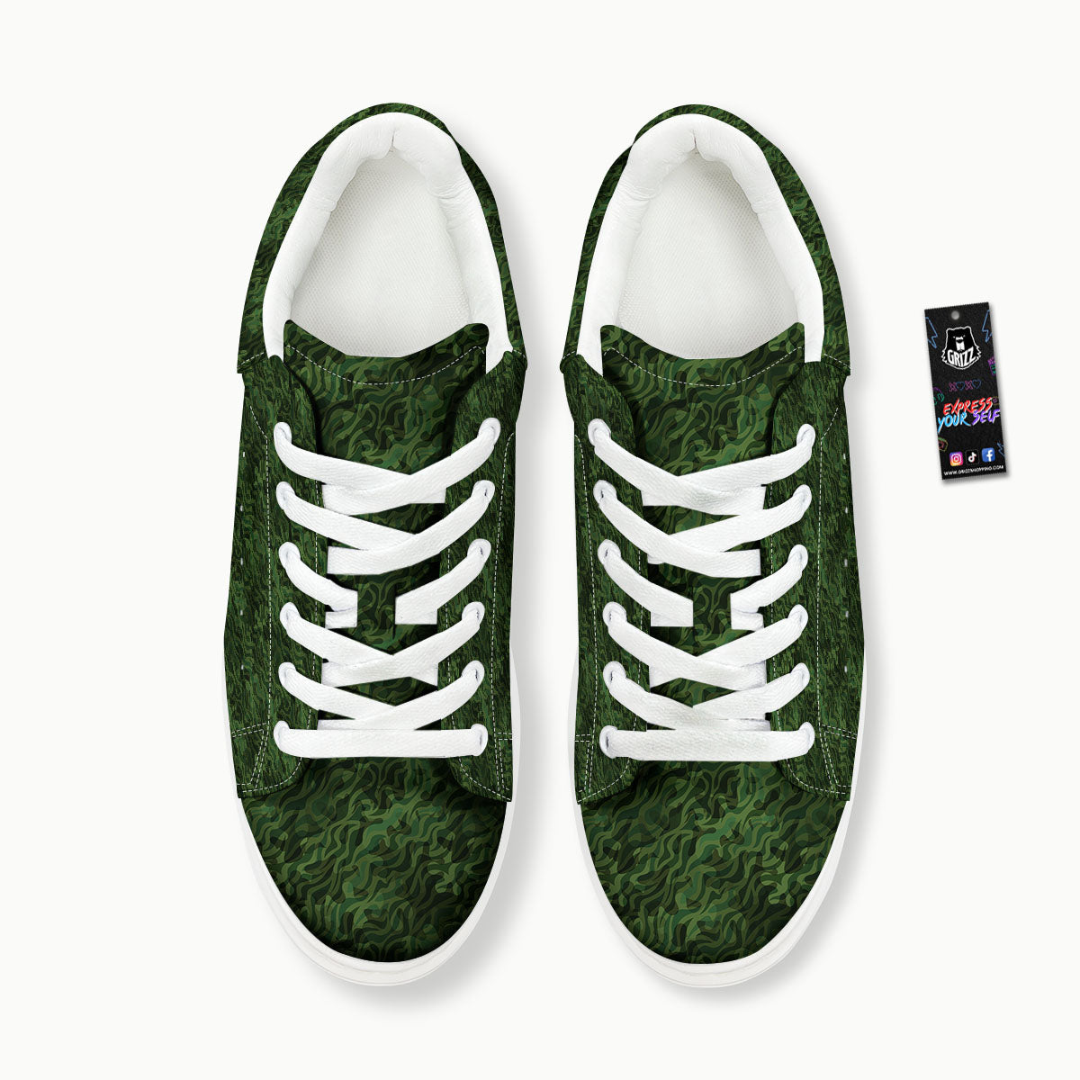 Zebra Camo Green Print Pattern Platform Shoes-grizzshop