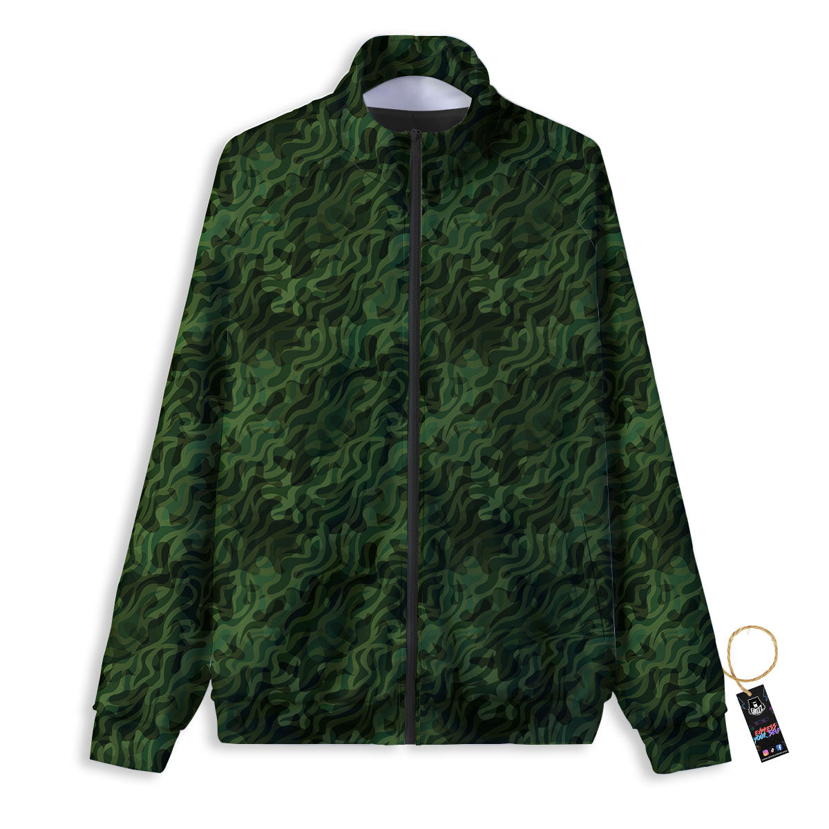 Zebra Camo Green Print Pattern Track Jacket-grizzshop