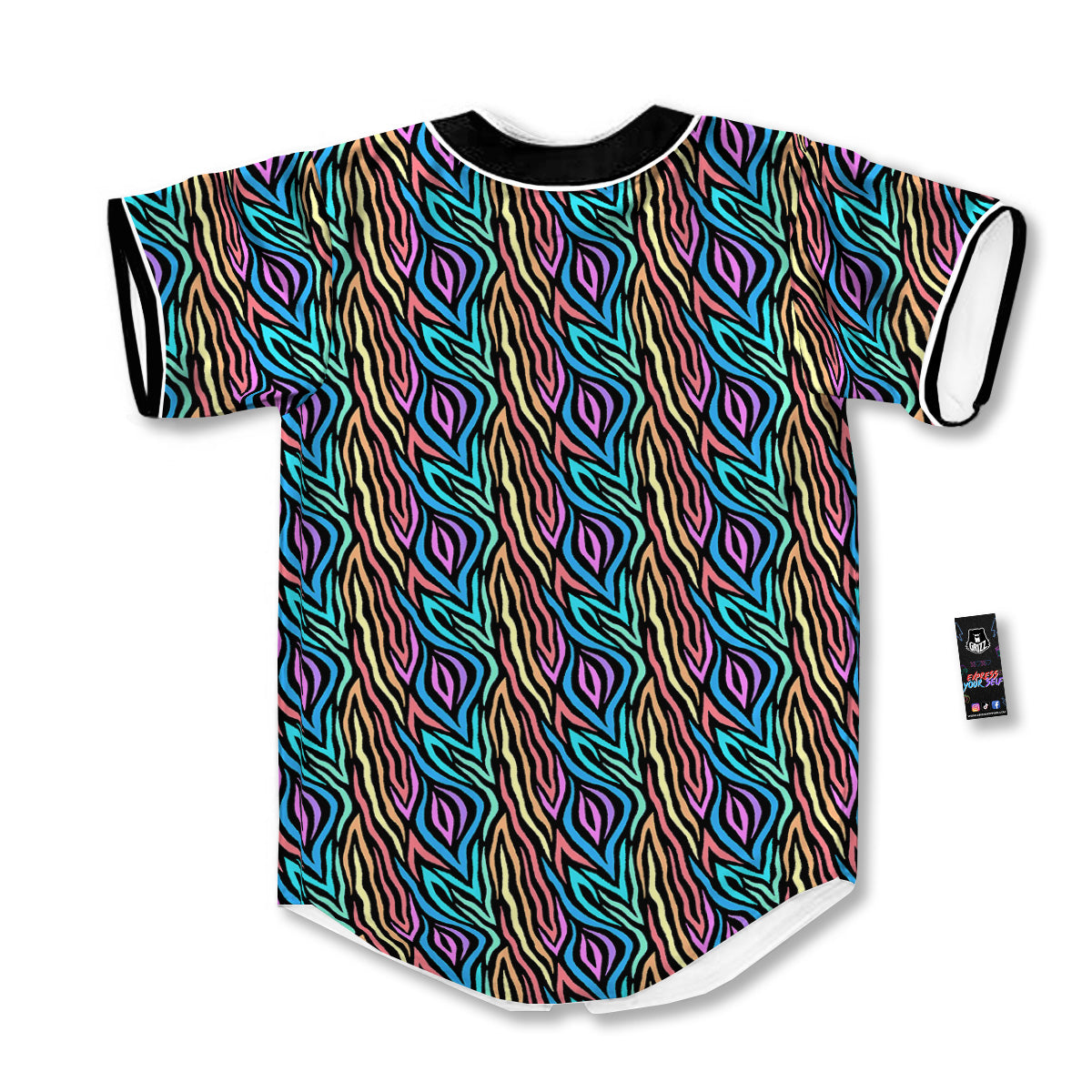 Zebra Colorful Print Pattern Baseball Jersey-grizzshop