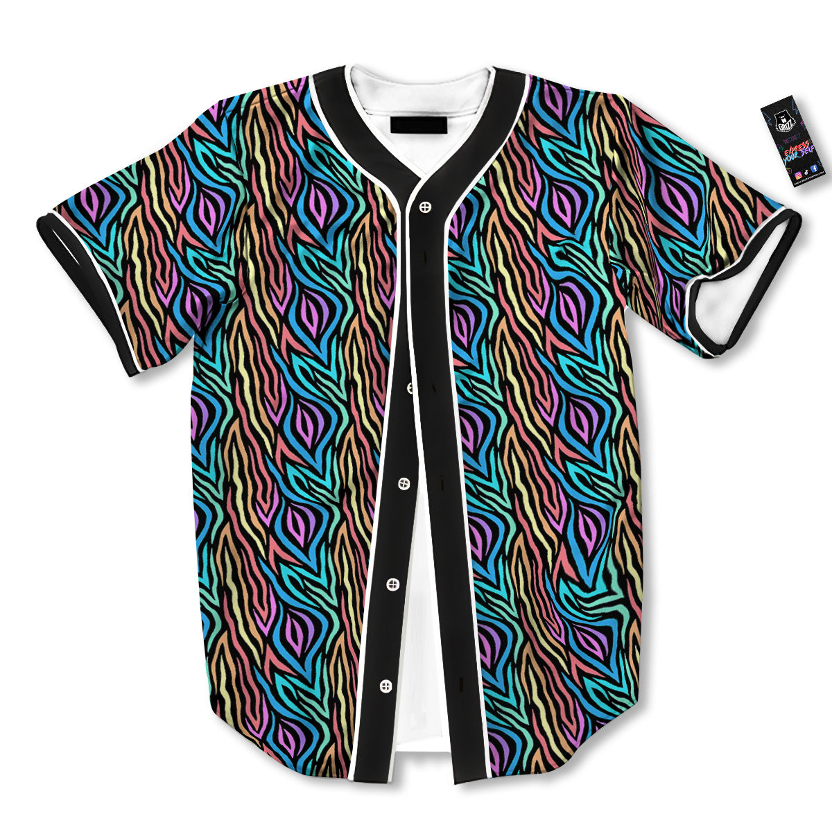 Zebra Colorful Print Pattern Baseball Jersey-grizzshop