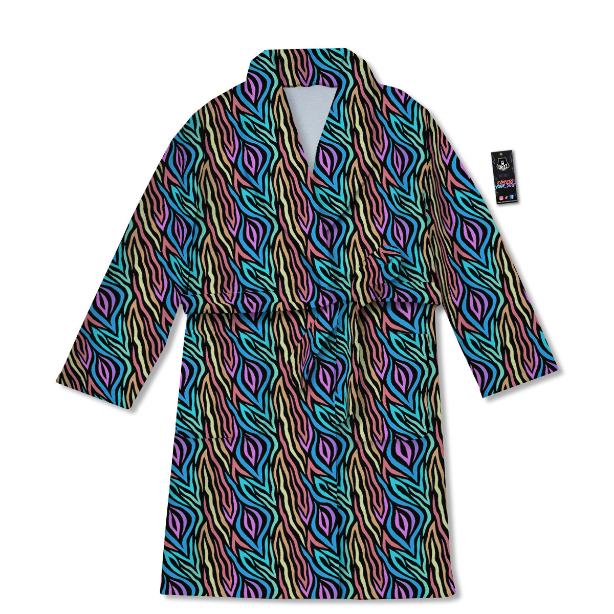 Zebra Colorful Print Pattern Bathrobe-grizzshop