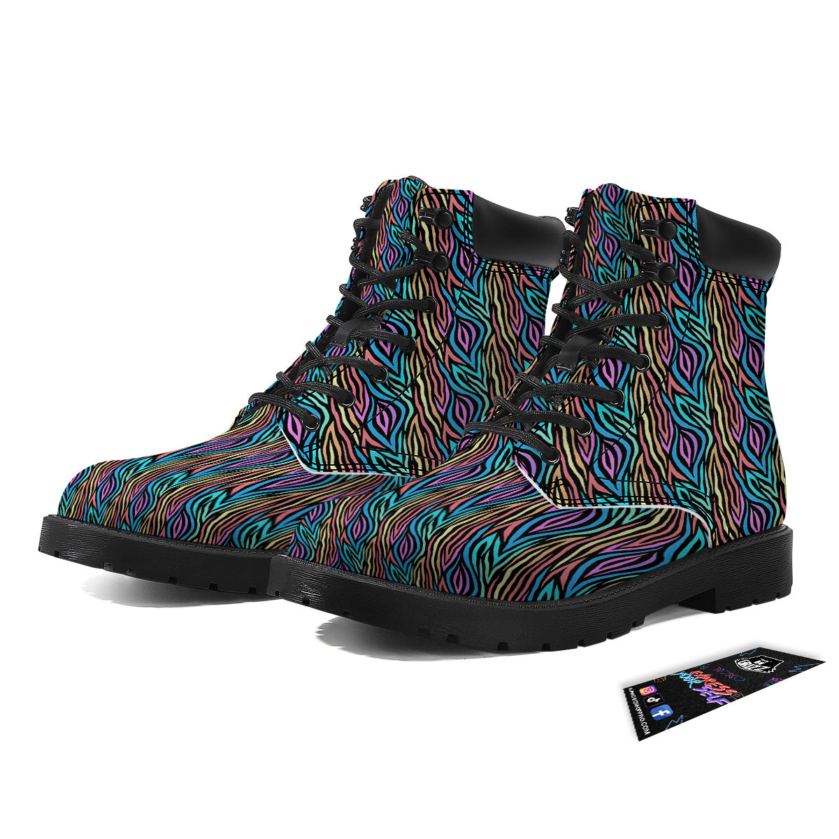 Zebra Colorful Print Pattern Boots-grizzshop