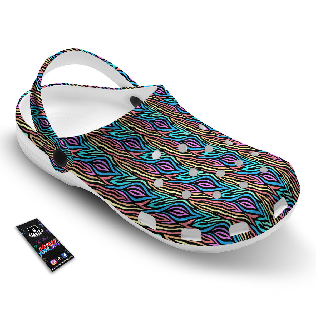 Zebra Colorful Print Pattern Clog-grizzshop