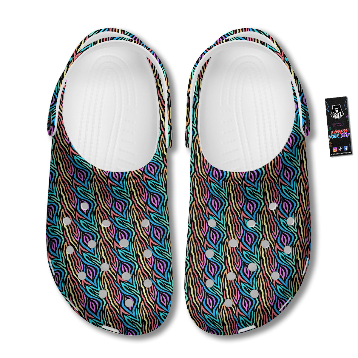 Zebra Colorful Print Pattern Clog-grizzshop