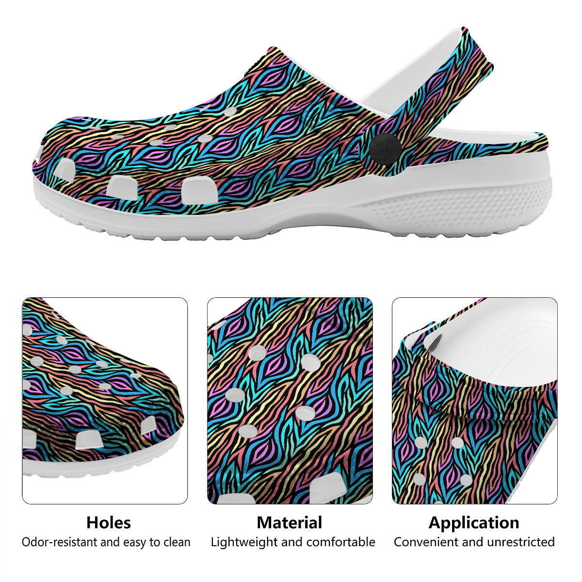 Zebra Colorful Print Pattern Clog-grizzshop
