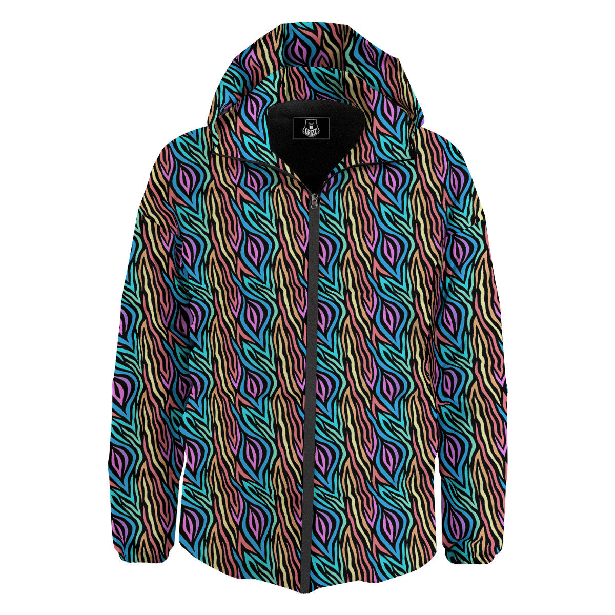 Zebra Colorful Print Pattern Down Jacket-grizzshop