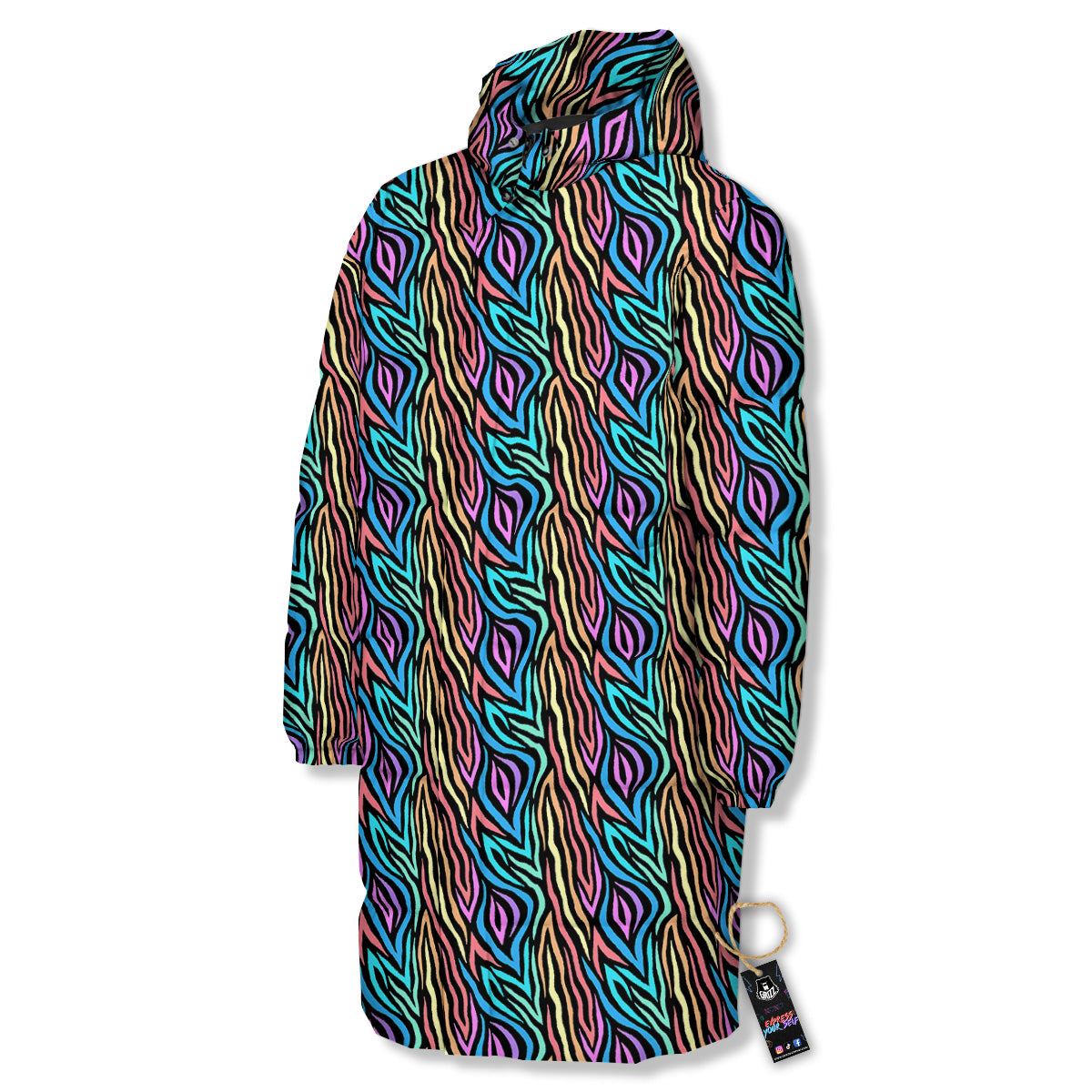 Zebra Colorful Print Pattern Long Down Jacket-grizzshop