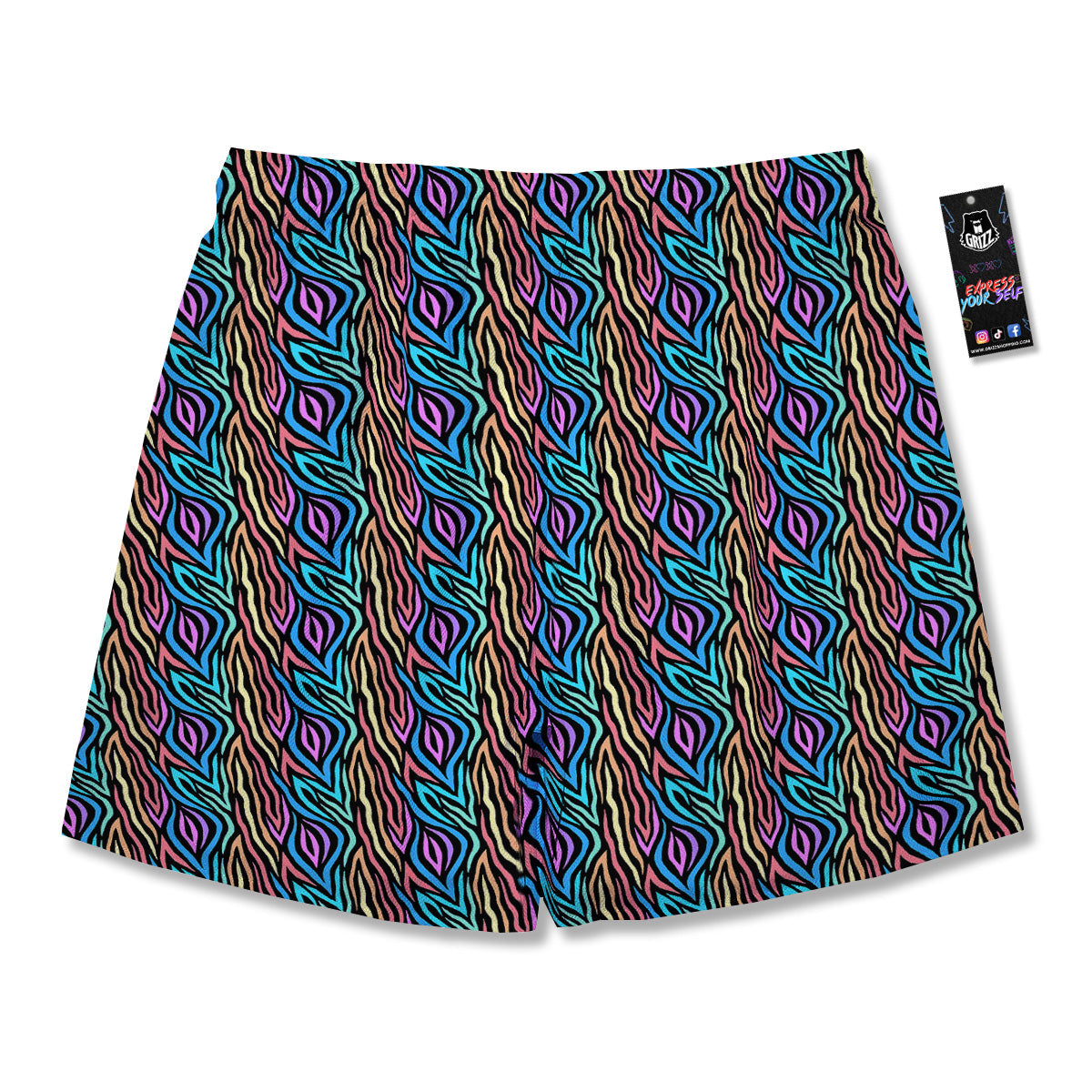 Zebra Colorful Print Pattern Men's Running Shorts-grizzshop