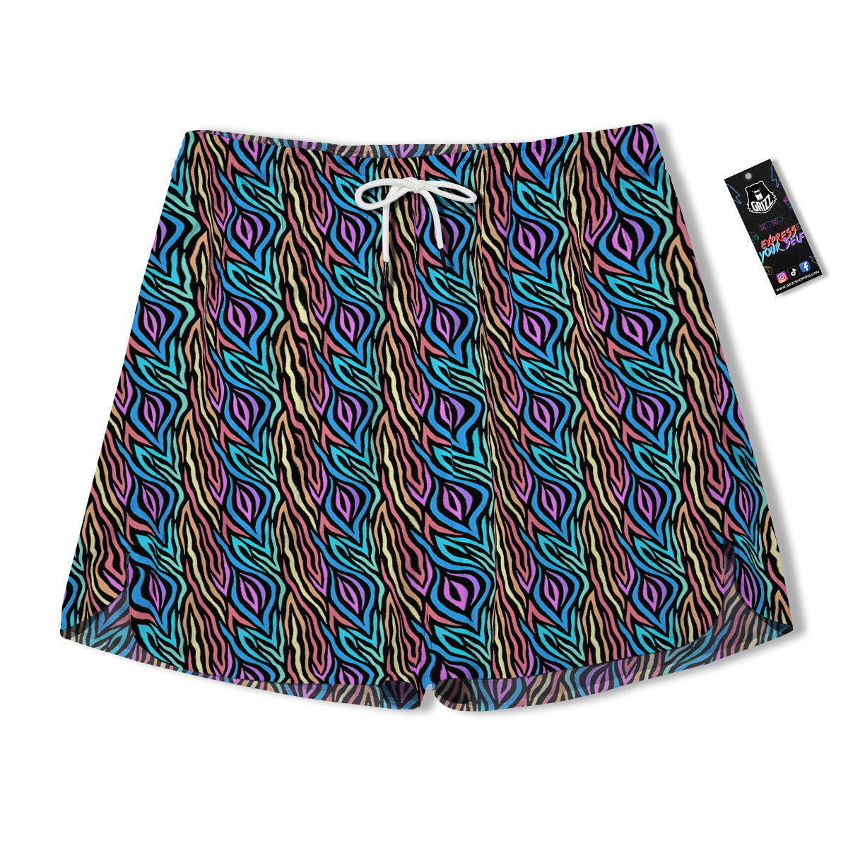 Zebra Colorful Print Pattern Men's Running Shorts-grizzshop