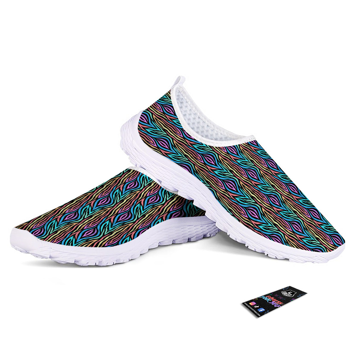 Zebra Colorful Print Pattern Nurse Shoes-grizzshop