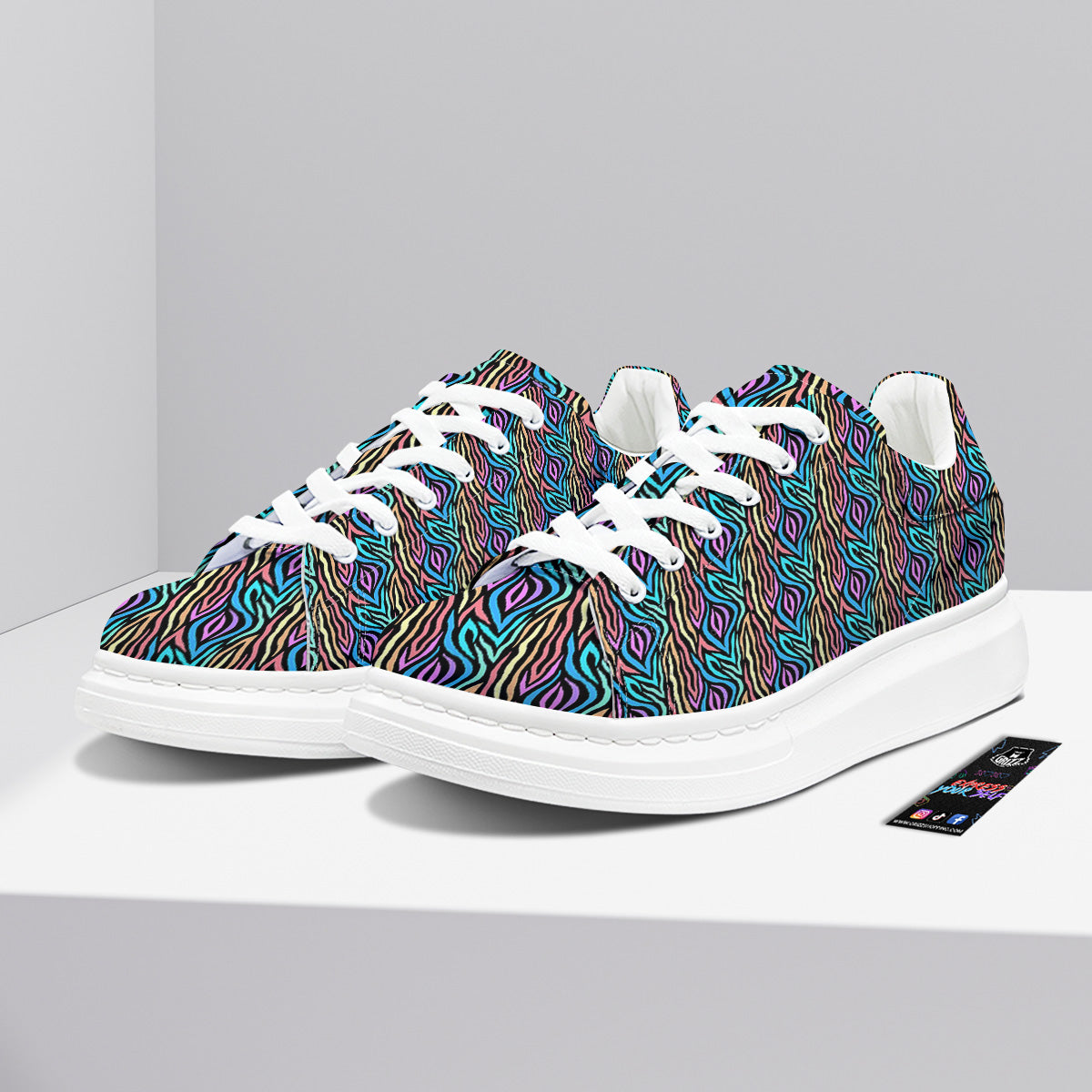 Zebra Colorful Print Pattern Platform Shoes-grizzshop