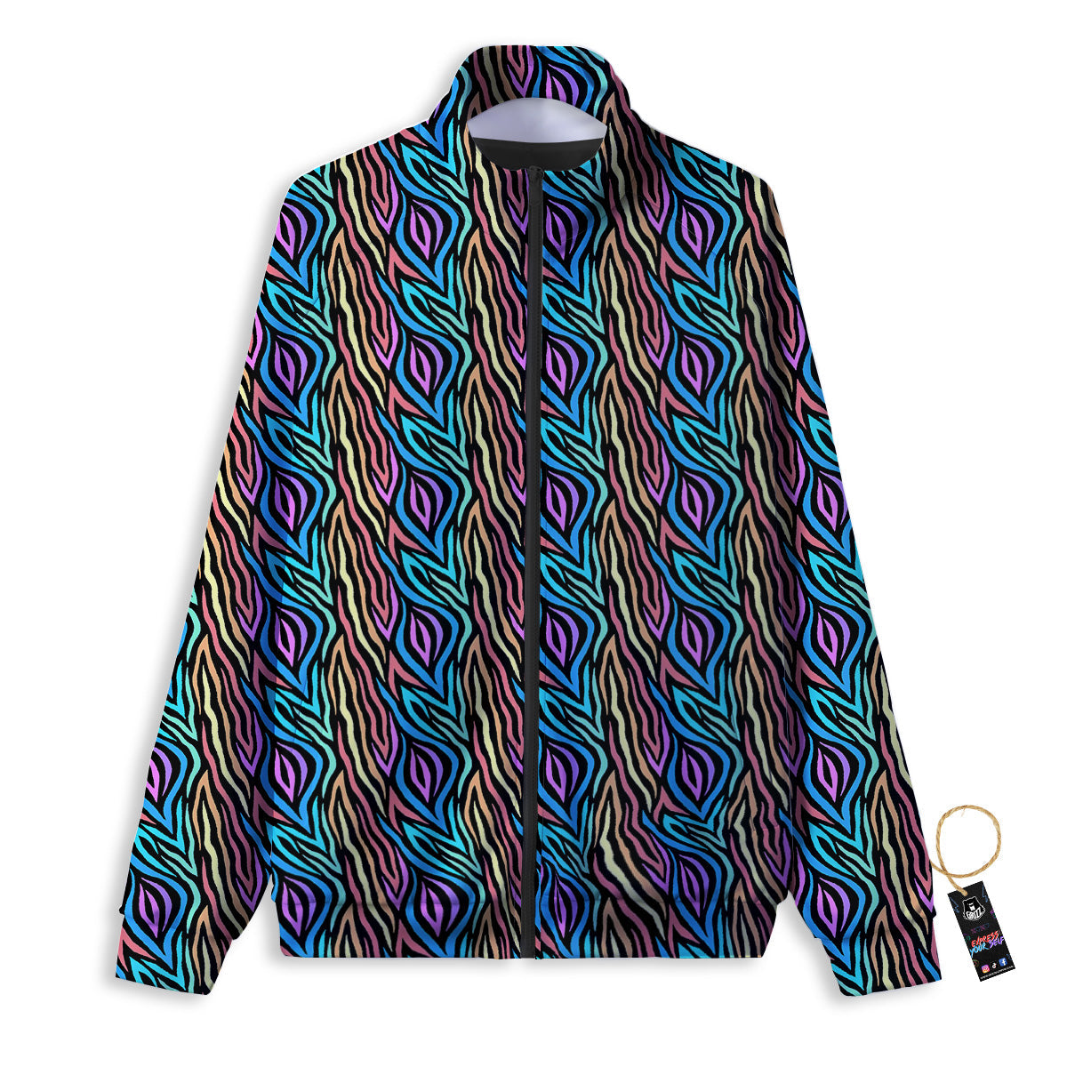 Zebra Colorful Print Pattern Track Jacket-grizzshop