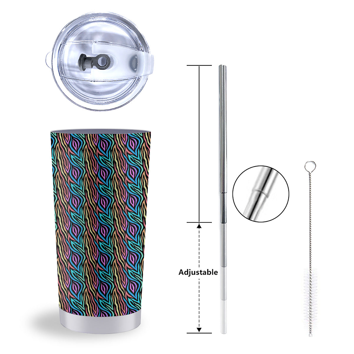 Zebra Colorful Print Pattern Tumbler-grizzshop