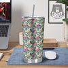 Zebra Floral Black White Print Pattern Tumbler-grizzshop