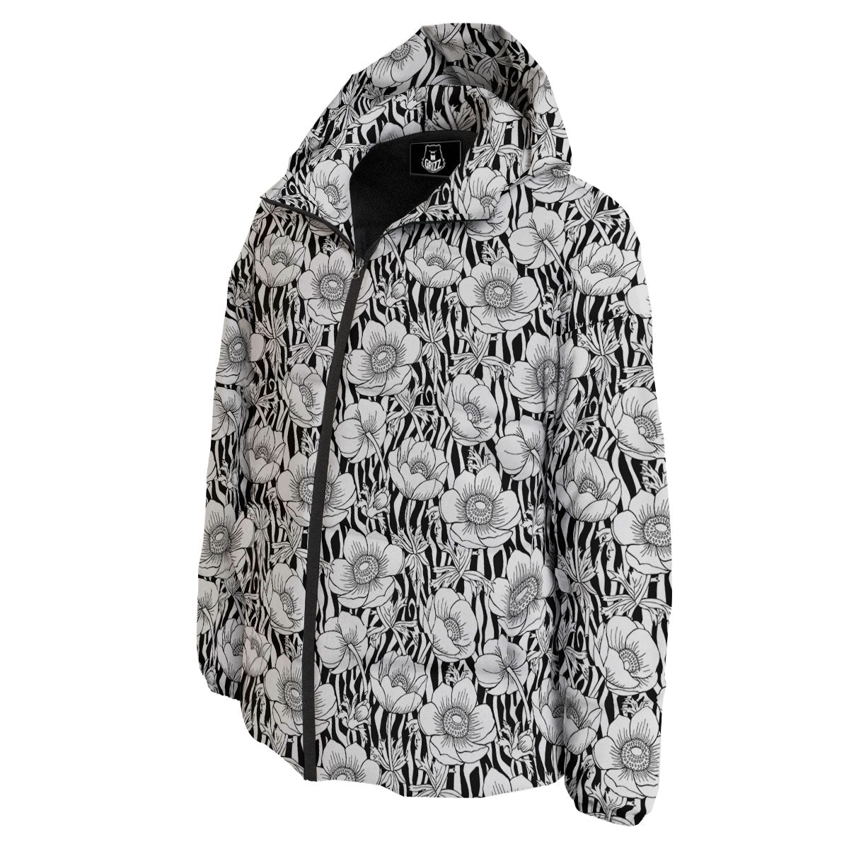 Zebra Flower Black White Print Pattern Down Jacket-grizzshop