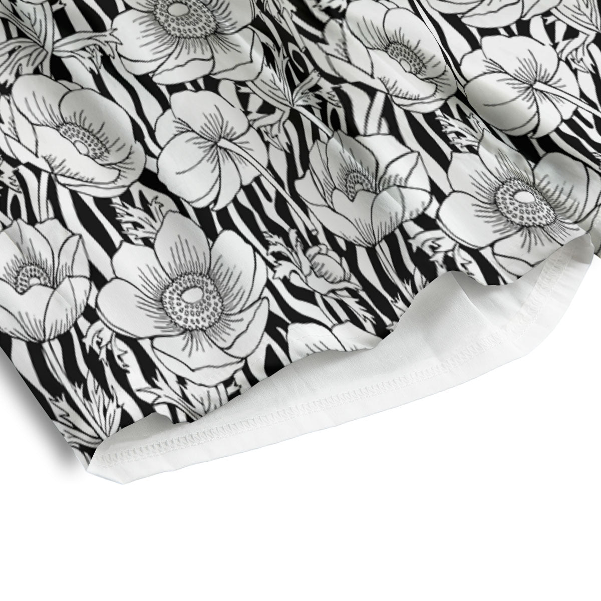 Zebra Flower Black White Print Pattern Men's Athletic Shorts-grizzshop