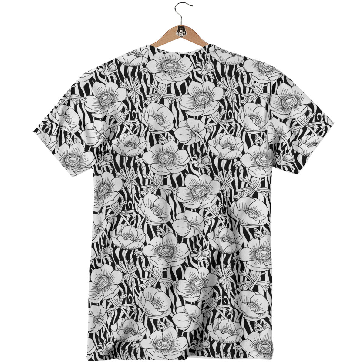 Zebra Flower Black White Print Pattern T-Shirt-grizzshop