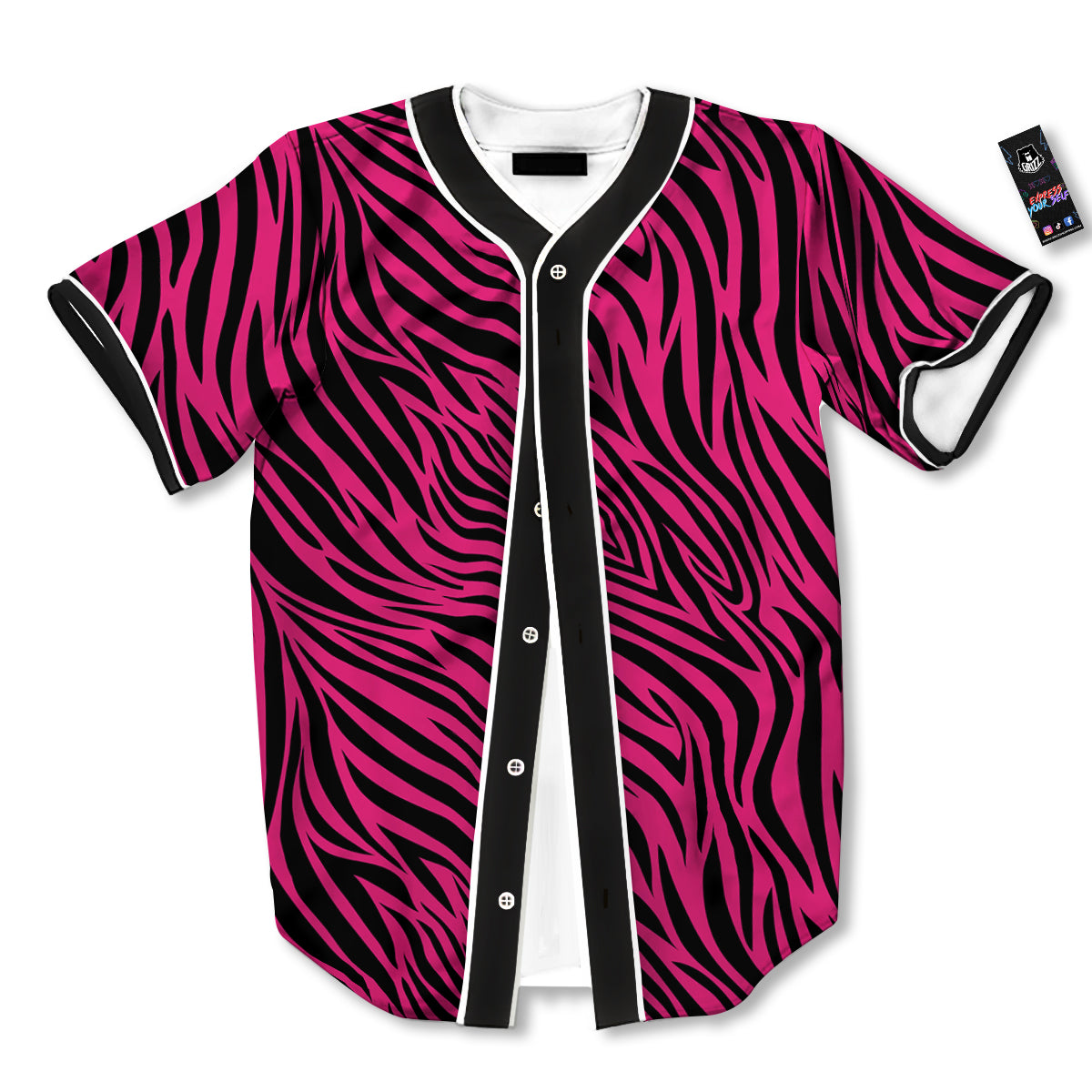 Zebra Hot Pink Print Pattern Baseball Jersey-grizzshop