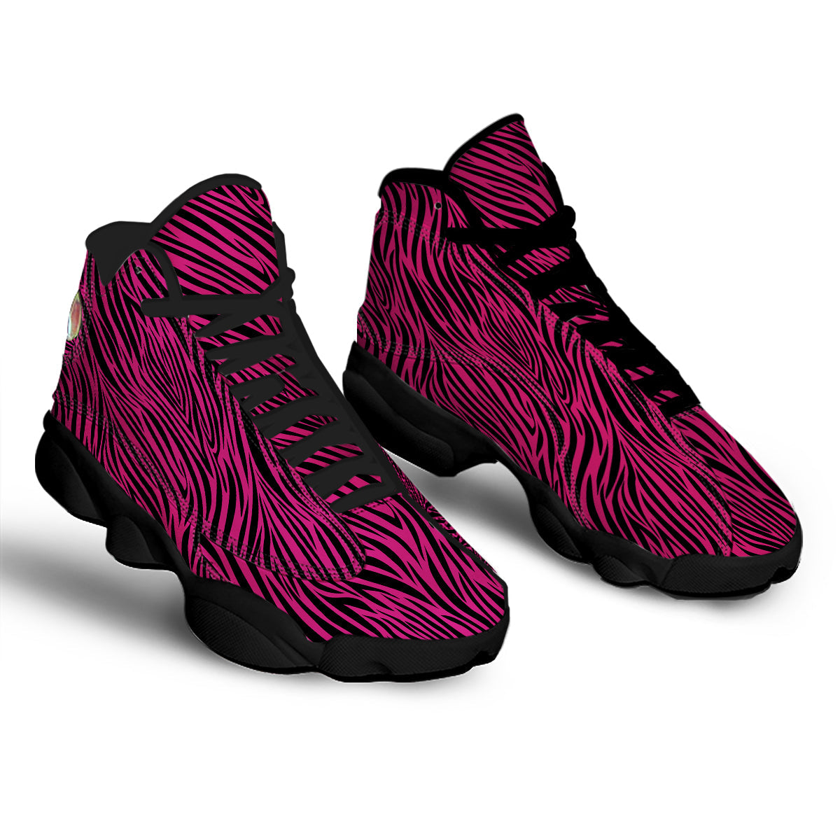 Zebra Hot Pink Print Pattern Black Basketball Shoes-grizzshop
