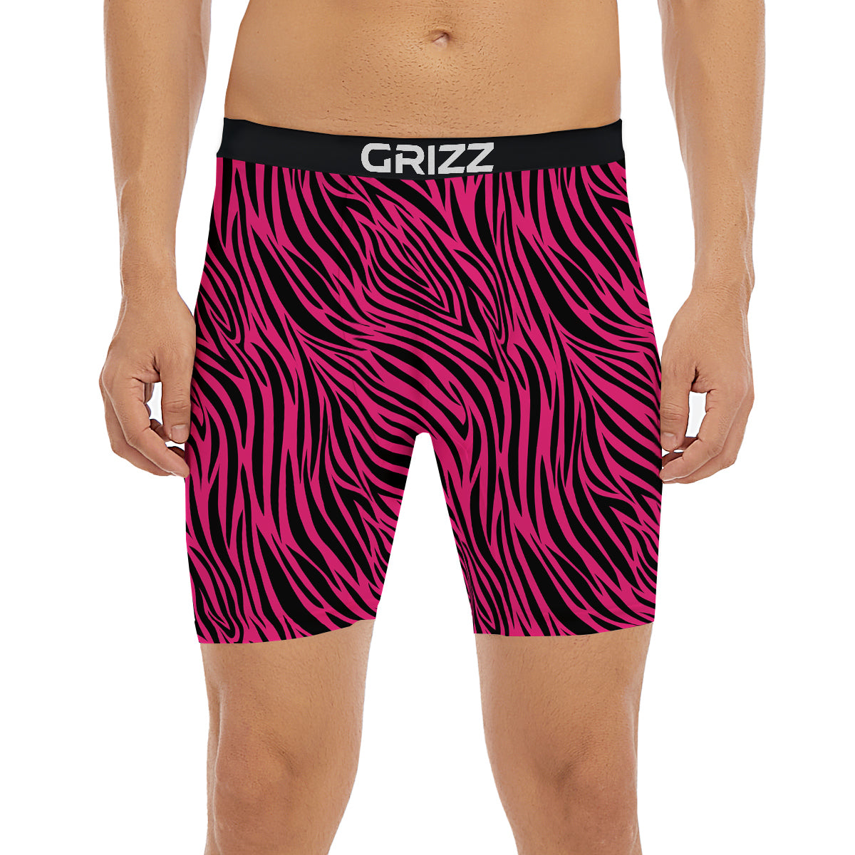 Zebra Hot Pink Print Pattern Boxer Briefs-grizzshop