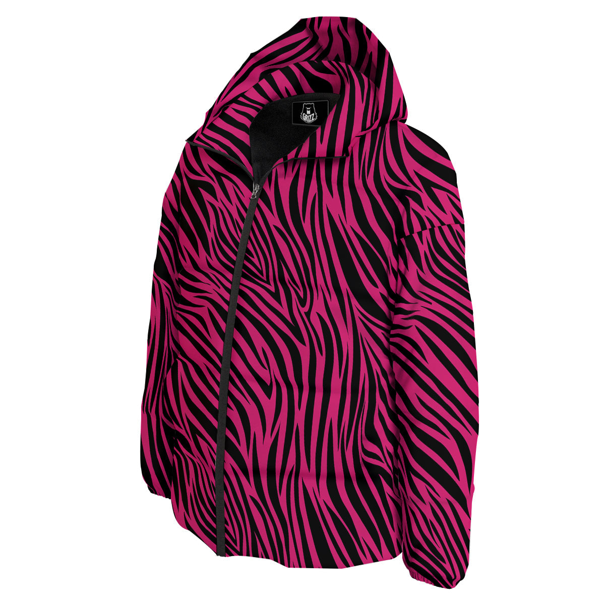 Zebra Hot Pink Print Pattern Down Jacket-grizzshop