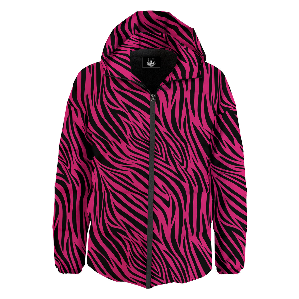 Zebra Hot Pink Print Pattern Down Jacket-grizzshop