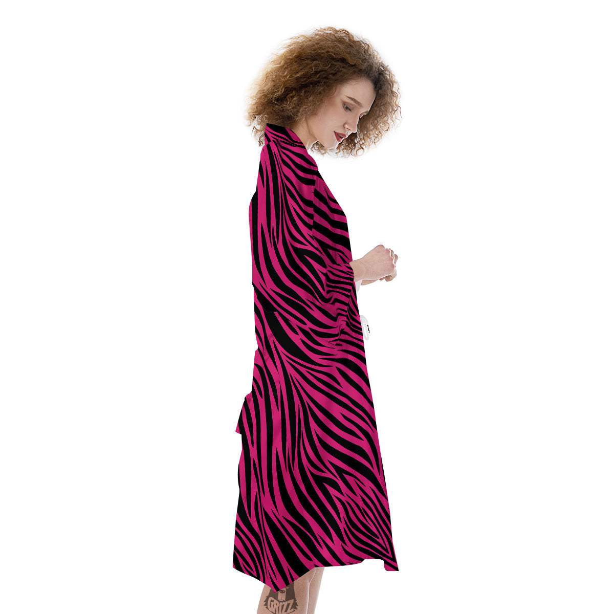 Zebra Hot Pink Print Pattern Kimono-grizzshop