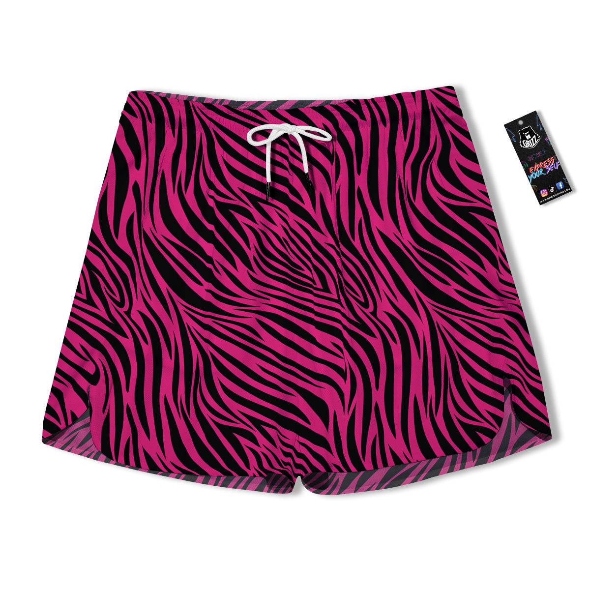 Zebra Hot Pink Print Pattern Men's Running Shorts-grizzshop