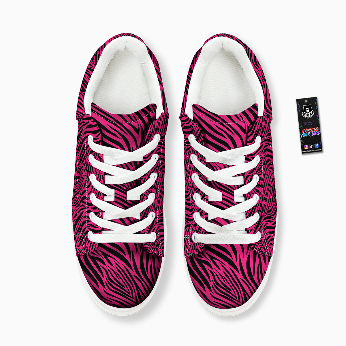 Zebra Hot Pink Print Pattern Platform Shoes-grizzshop