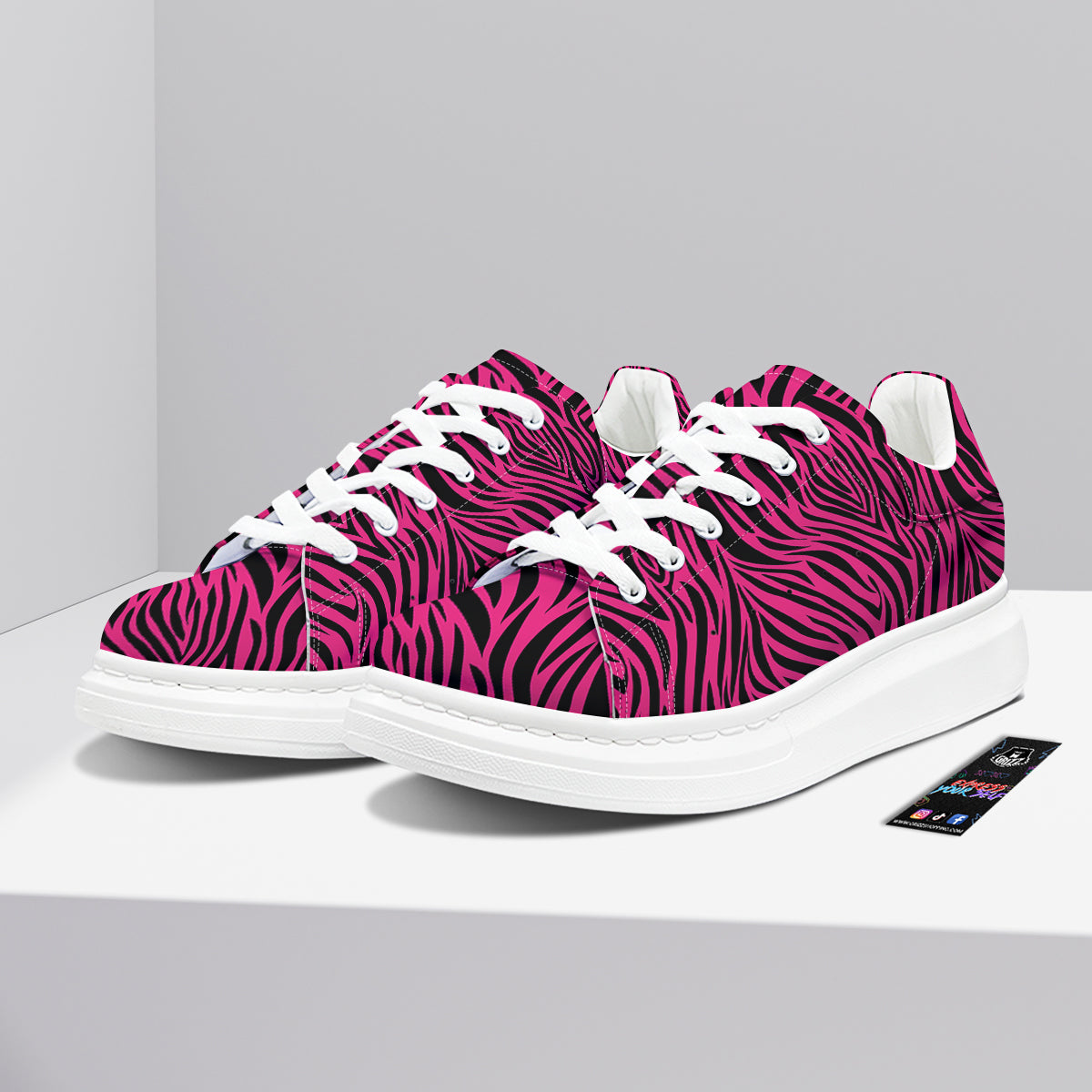 Zebra Hot Pink Print Pattern Platform Shoes-grizzshop