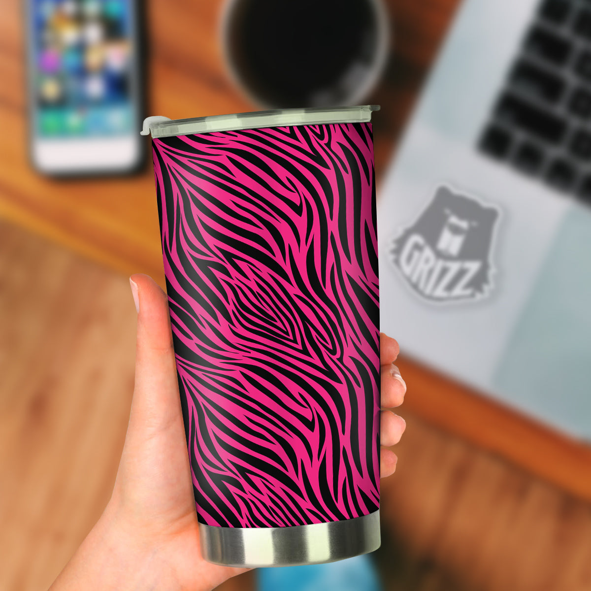 Zebra Hot Pink Print Pattern Tumbler-grizzshop
