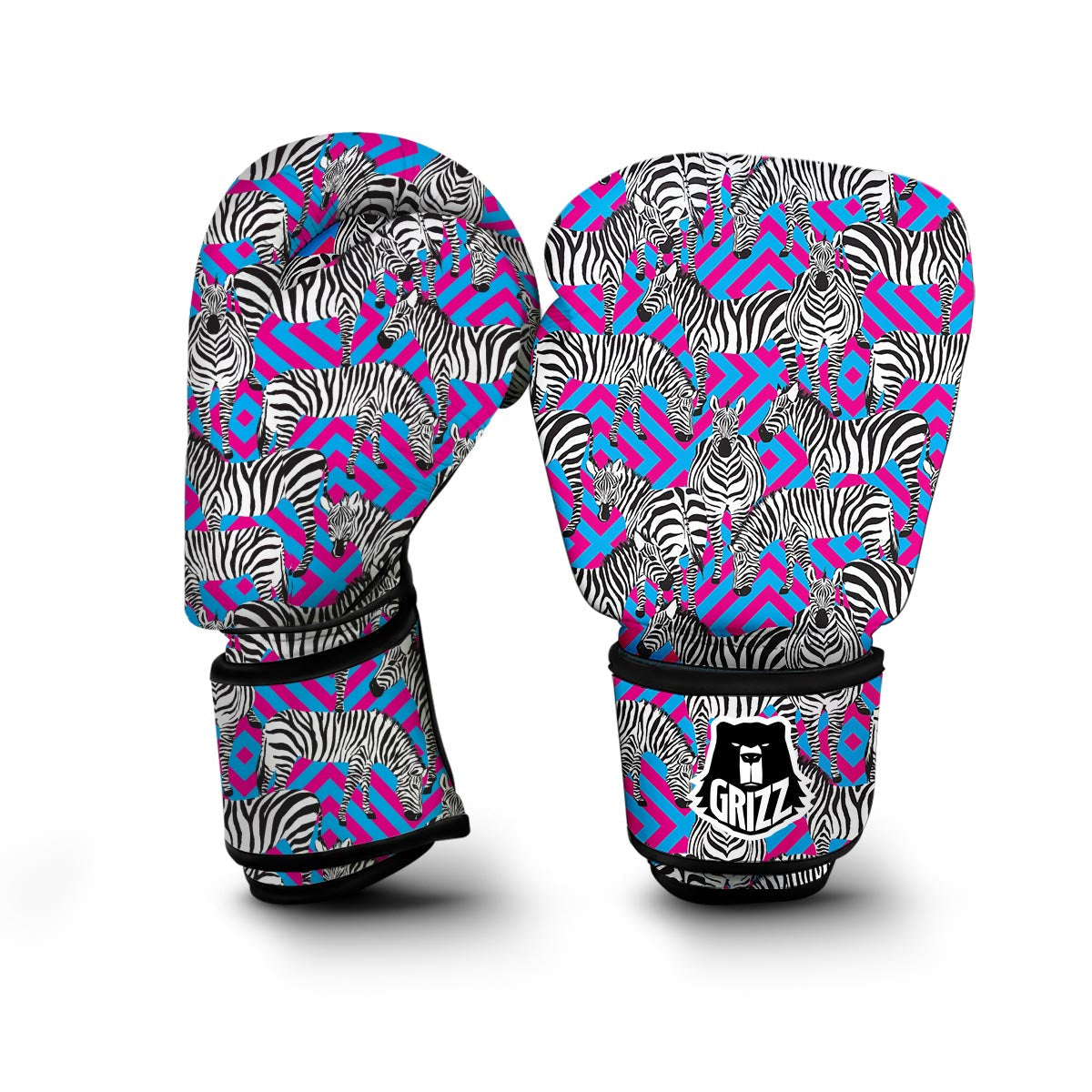 Zebra Neon Pattern Print Boxing Gloves-grizzshop