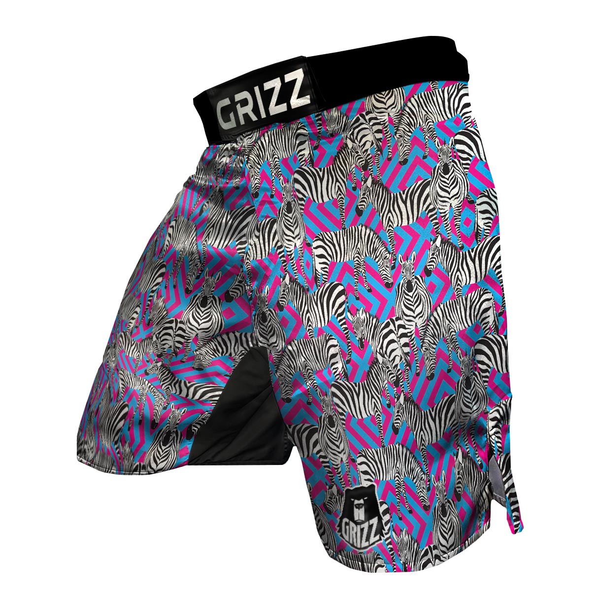 Zebra Neon Pattern Print MMA Shorts-grizzshop