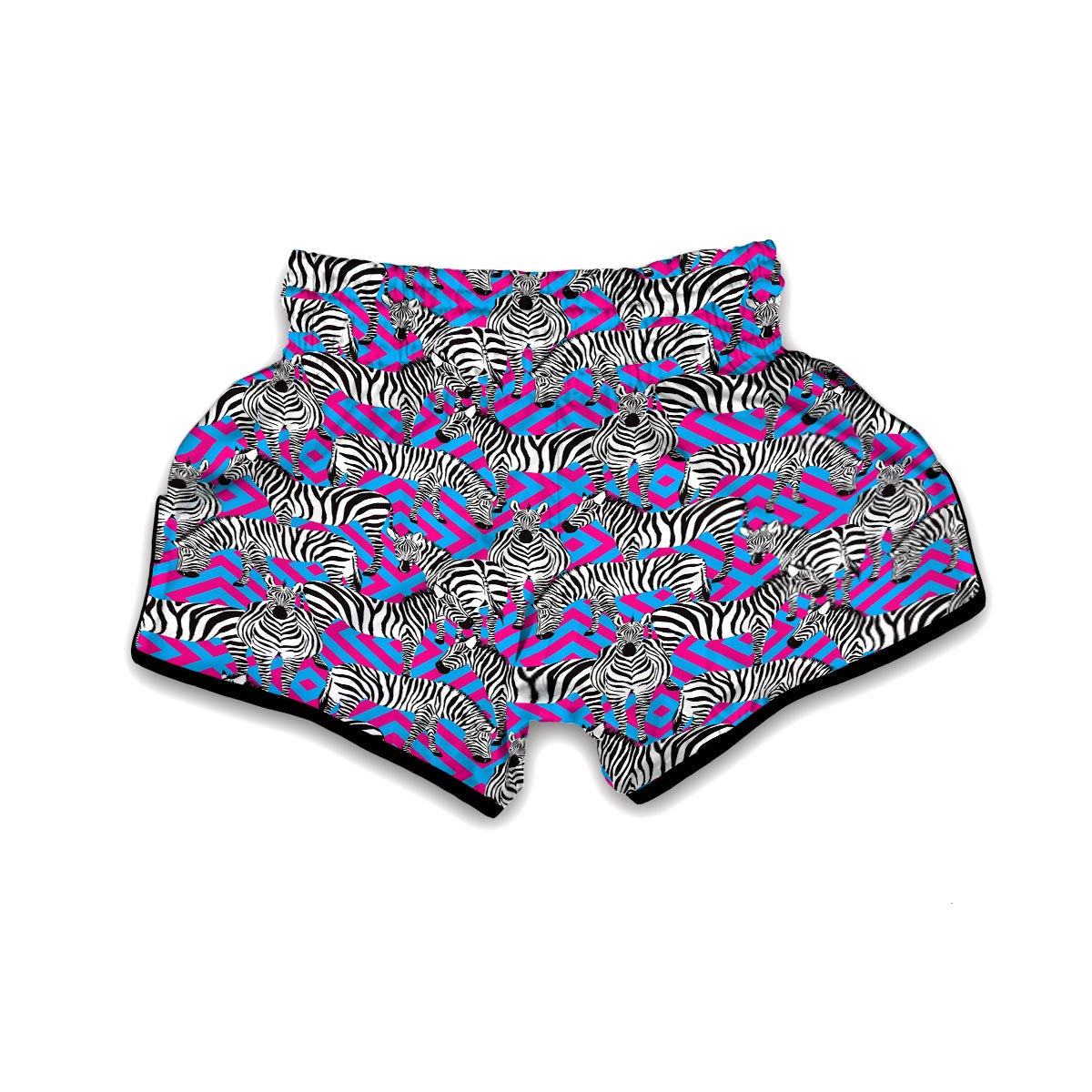 Zebra Neon Pattern Print Muay Thai Boxing Shorts-grizzshop