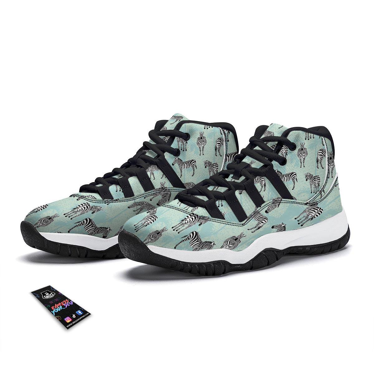 Zebra Pastel Black Bball Shoes-grizzshop