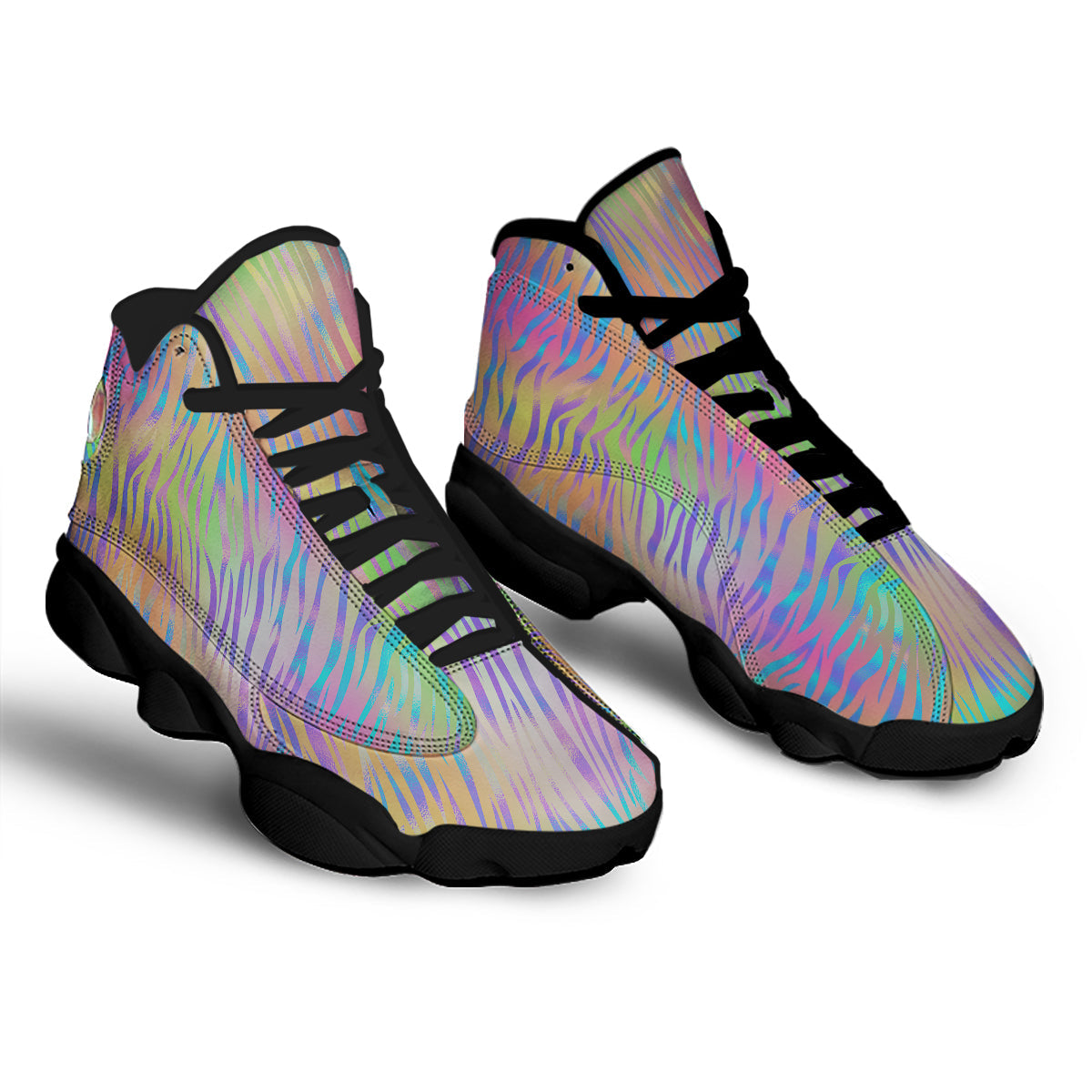 Zebra Pastel Print Pattern Black Basketball Shoes-grizzshop