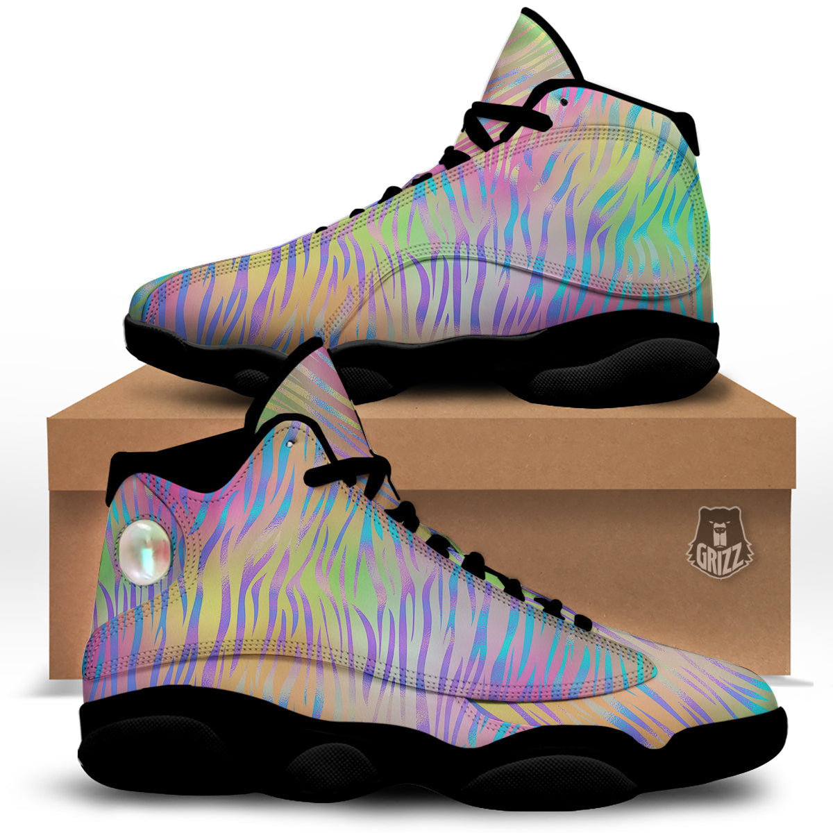 Zebra Pastel Print Pattern Black Basketball Shoes-grizzshop