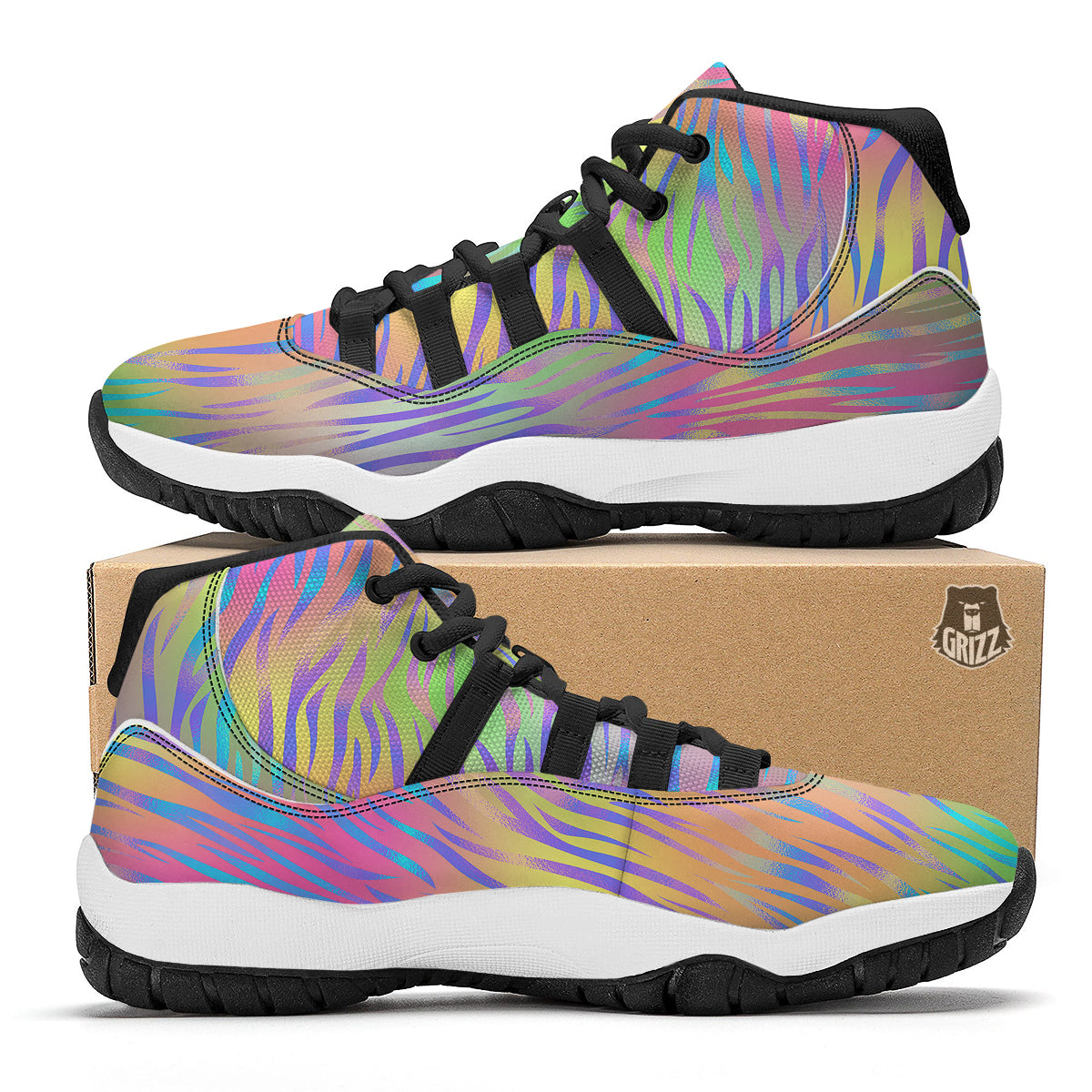 Zebra Pastel Print Pattern Black Bball Shoes-grizzshop