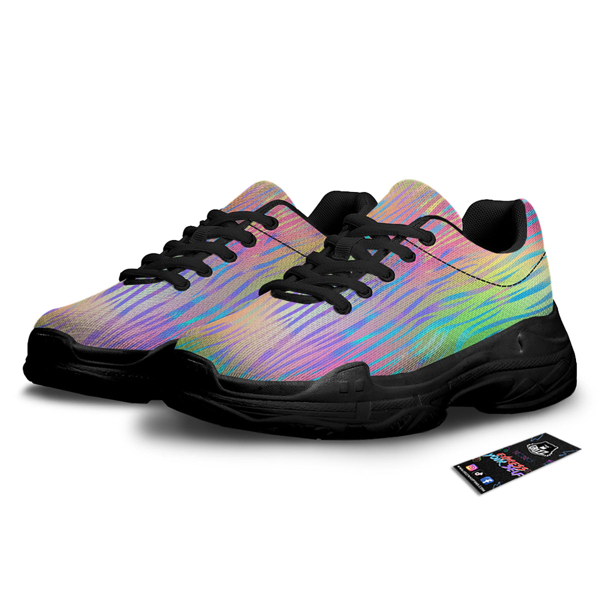 Zebra Pastel Print Pattern Black Chunky Shoes-grizzshop