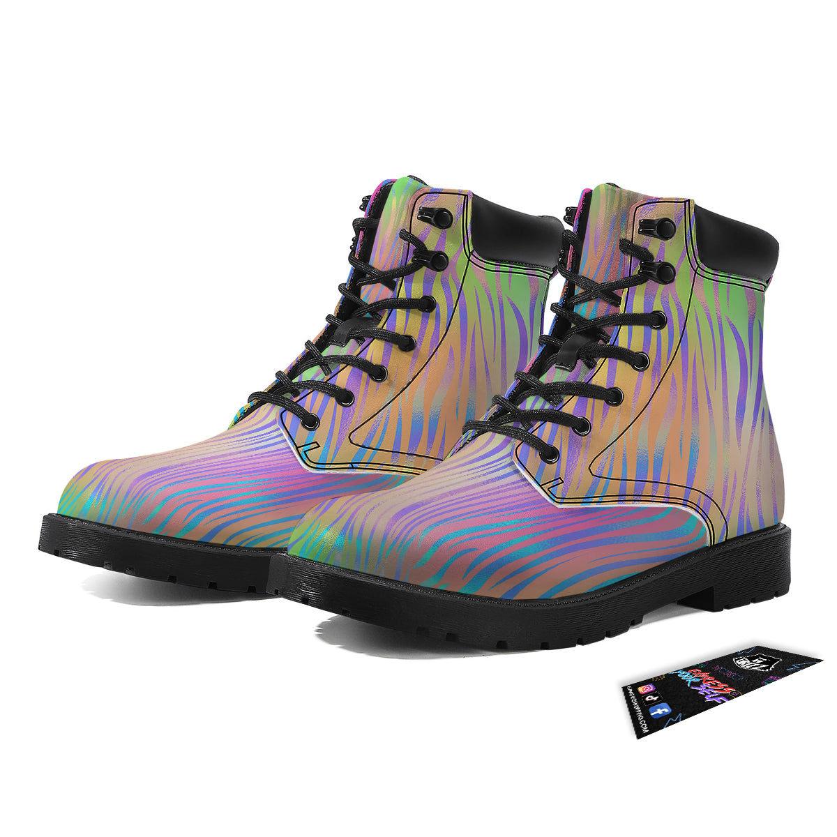 Zebra Pastel Print Pattern Boots-grizzshop